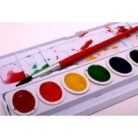 آبرنگ ۱۲ رنگ قرصی با قلم‌مو